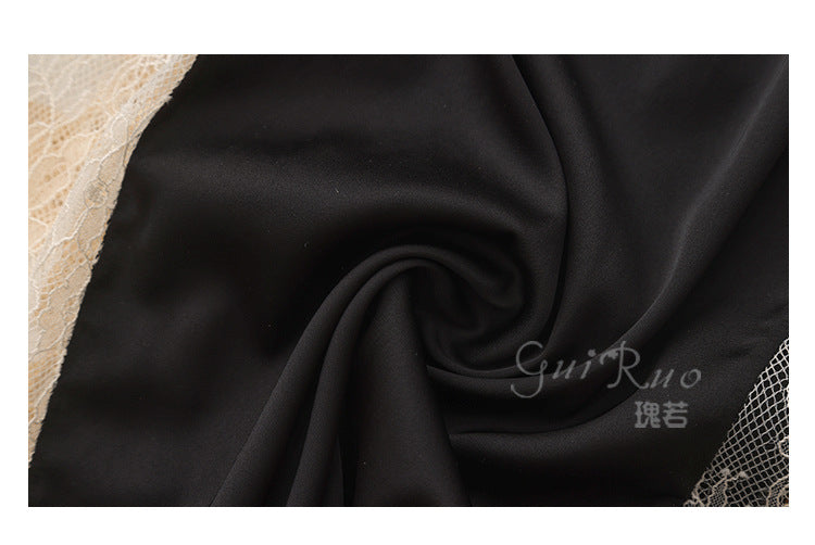 DZ Gorgeous Sexy Padded Nightdress Passionate Deep V Backless Light Luxury Satin Plus Size Nightdress and Robe Set A5271