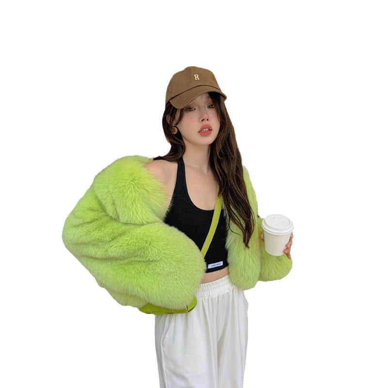 European Style Mink Fur Coat for Petite Women Eco-Friendly Fox Fur Short Fur Coat Fur Sweater
