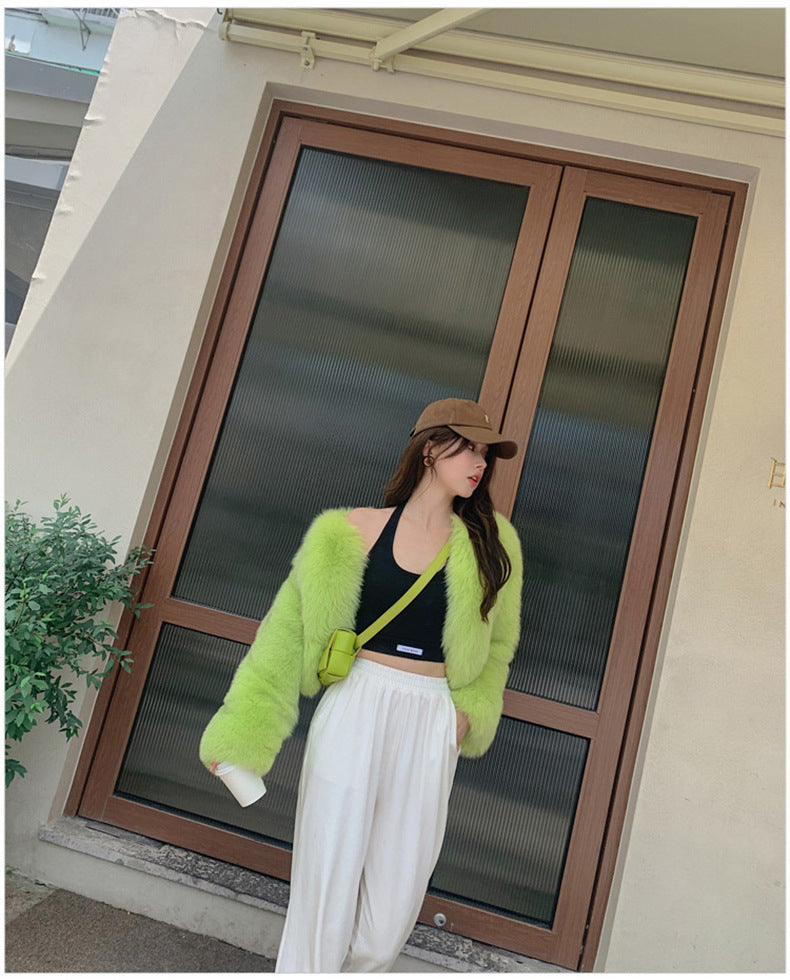 European Style Mink Fur Coat for Petite Women Eco-Friendly Fox Fur Short Fur Coat Fur Sweater