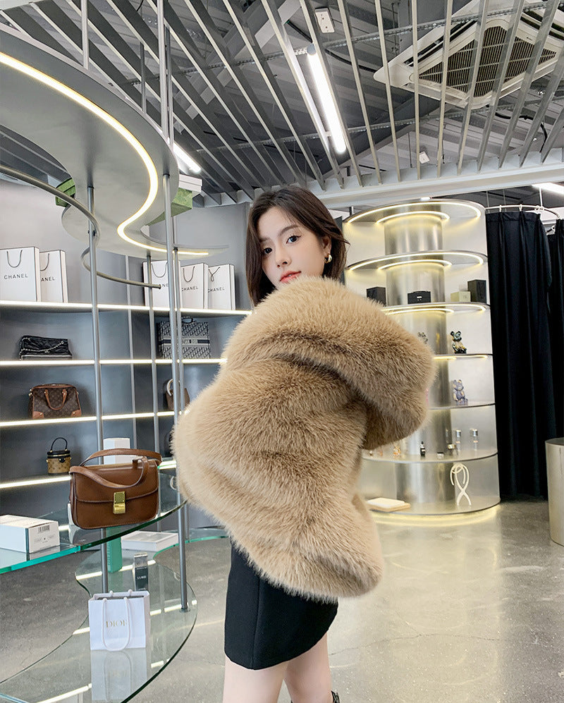 New fried street environmental protection fur fox hooded coat female Korean version of high sense.