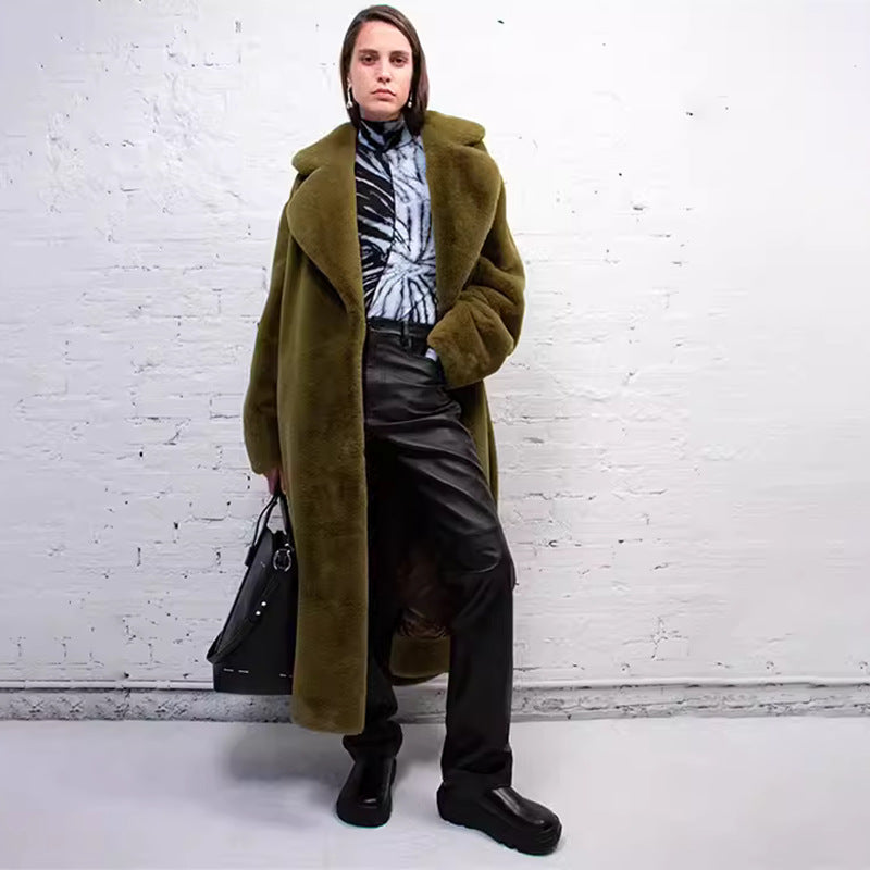 Long rabbit fur mink fur coat padded autumn and winter coat