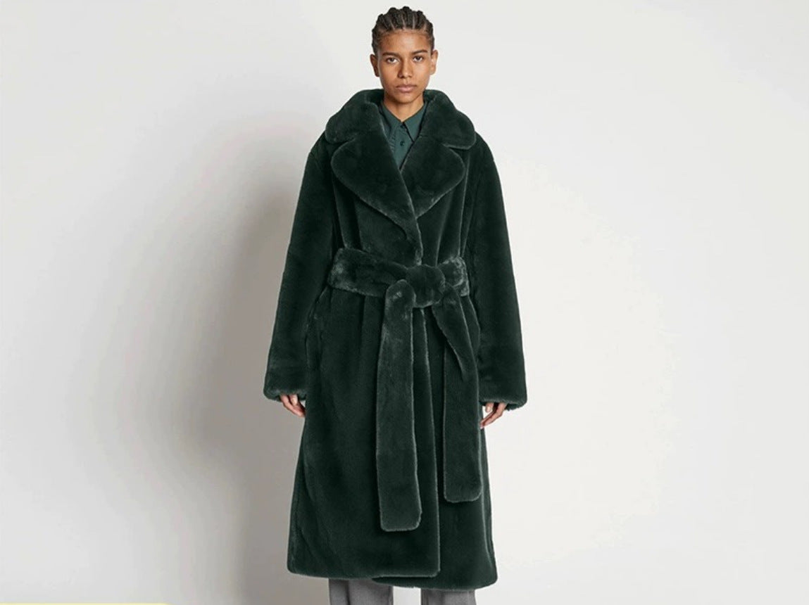 Long rabbit fur mink fur coat padded autumn and winter coat