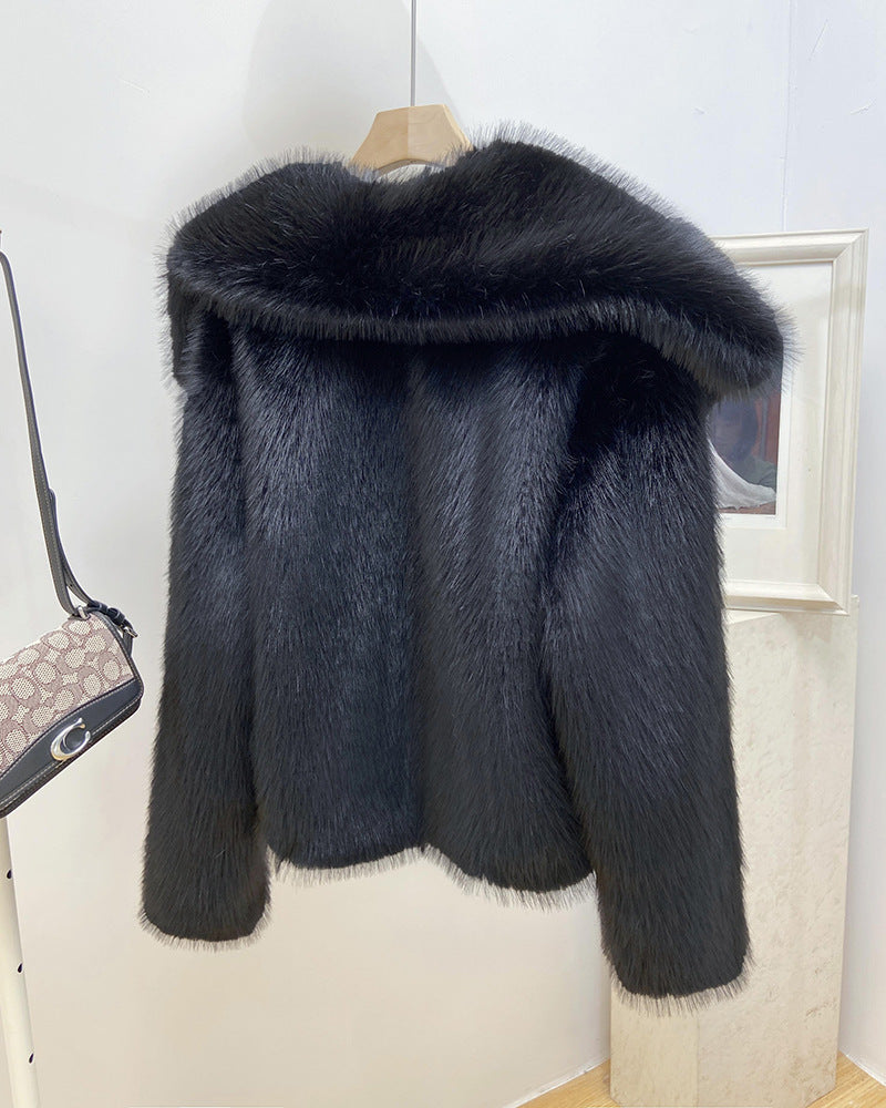 Fashionable Large Lapel Fur Coat for Women Elegant Socialite Long Sleeve Warm Overcoat Fur Top Wholesale
