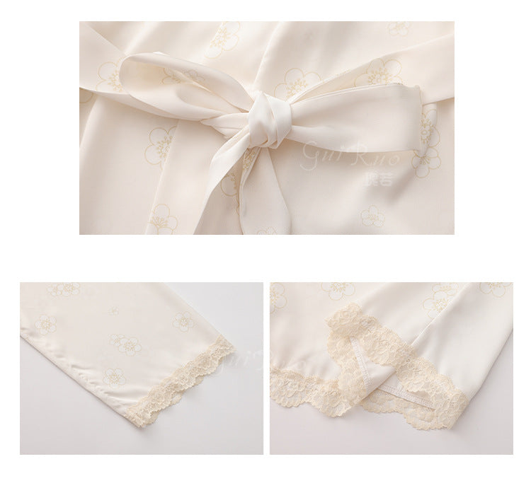 DZ Luxurious Plus Size Satin Lingerie Passionate Hot Slit Sexy Backless Nightdress Robe Women's Set5207