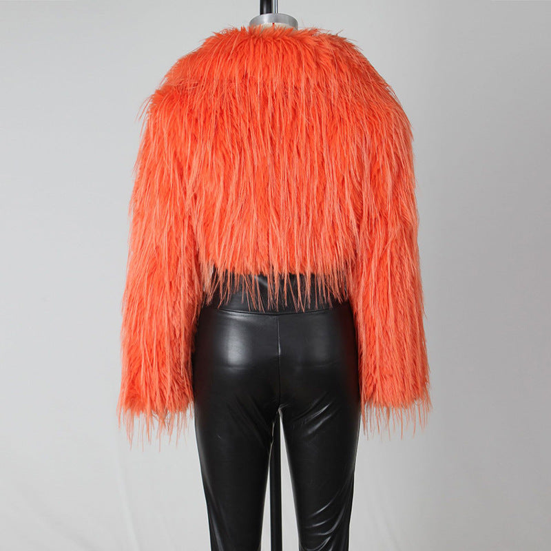 Autumn and winter new fur coat for women ins Internet Celebrity Style Unique Imitation Beach Wool Ultra Short Furry Top