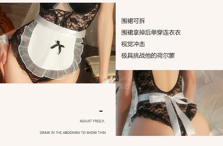 DZ Gorgeous Sexy Lingerie Passionate Hot Bunny Girl Pure Desire Lace Padded Open Crotch One-piece Set G5363