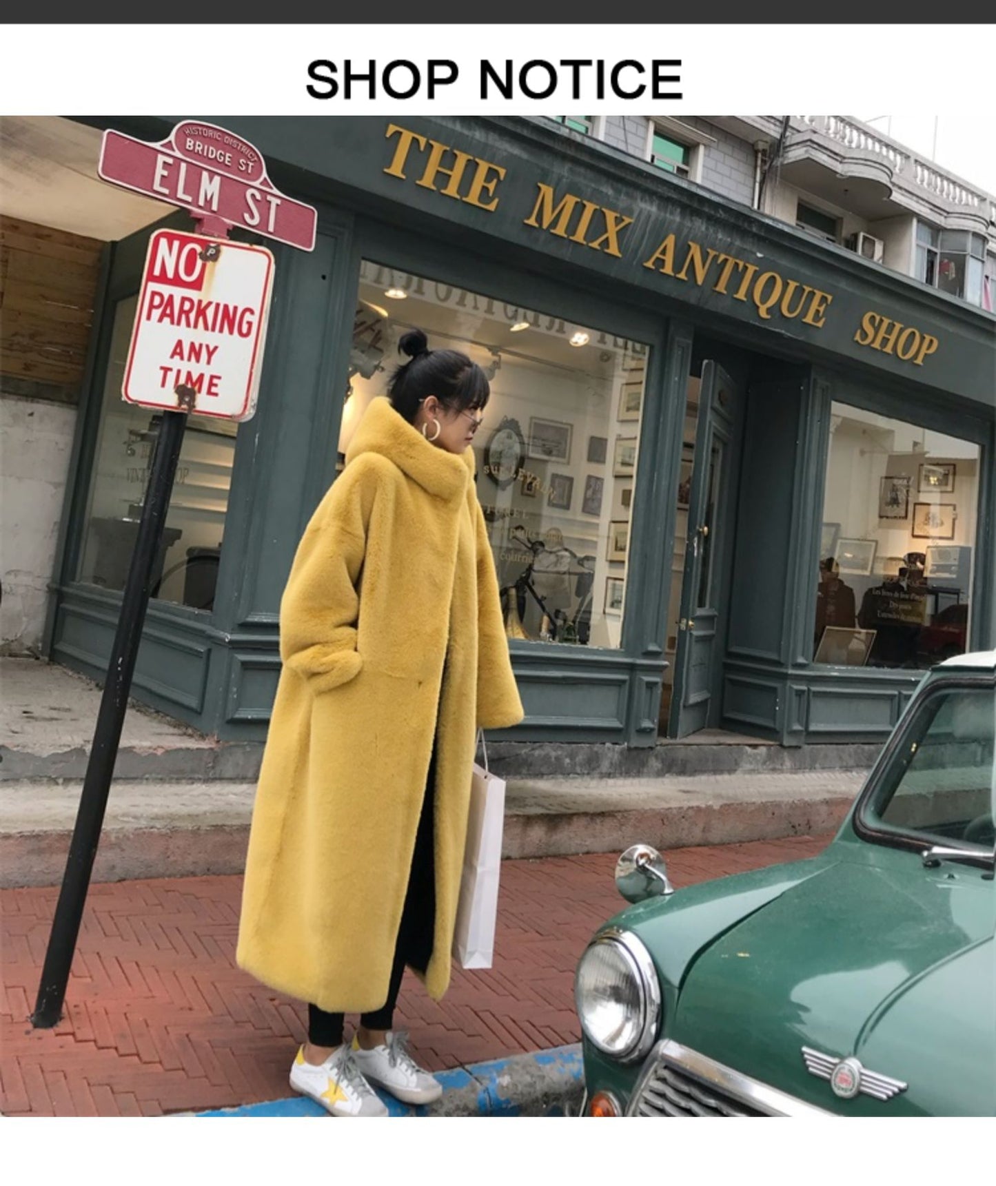 New Korean version of mink fur thick loose plush hooded long coat.