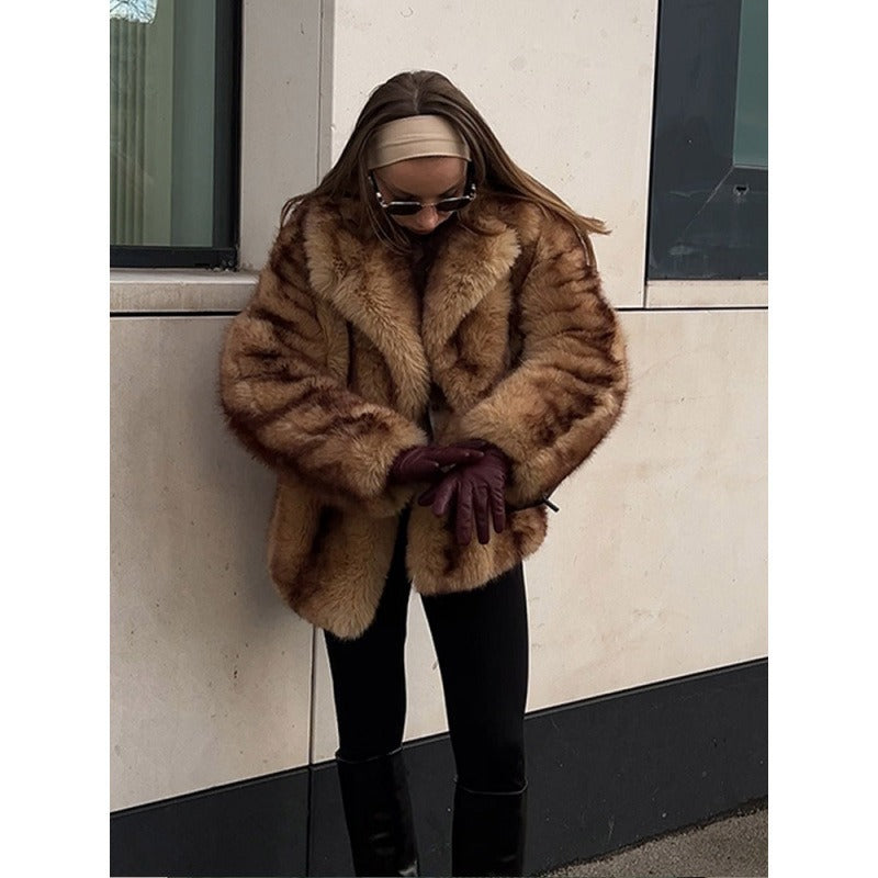 Women's Street Fashion European and American Style Autumn Winter New Fur Coat Short Women's Top Warm