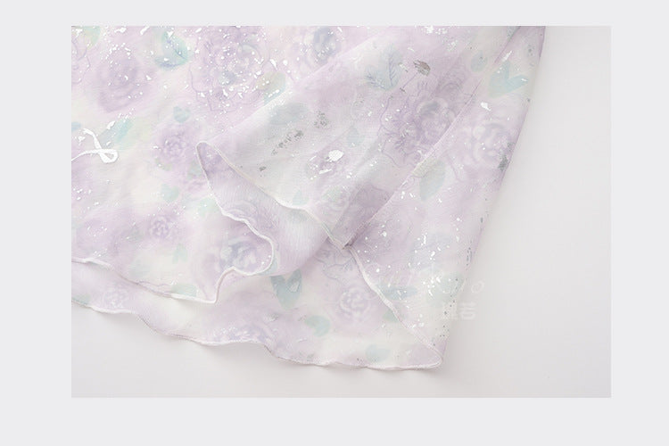 DZ Rose-like Deep V Padded Bra Sweet Sheer Chiffon Pure Desire Lace Camisole Nightdress Homewear Set4903