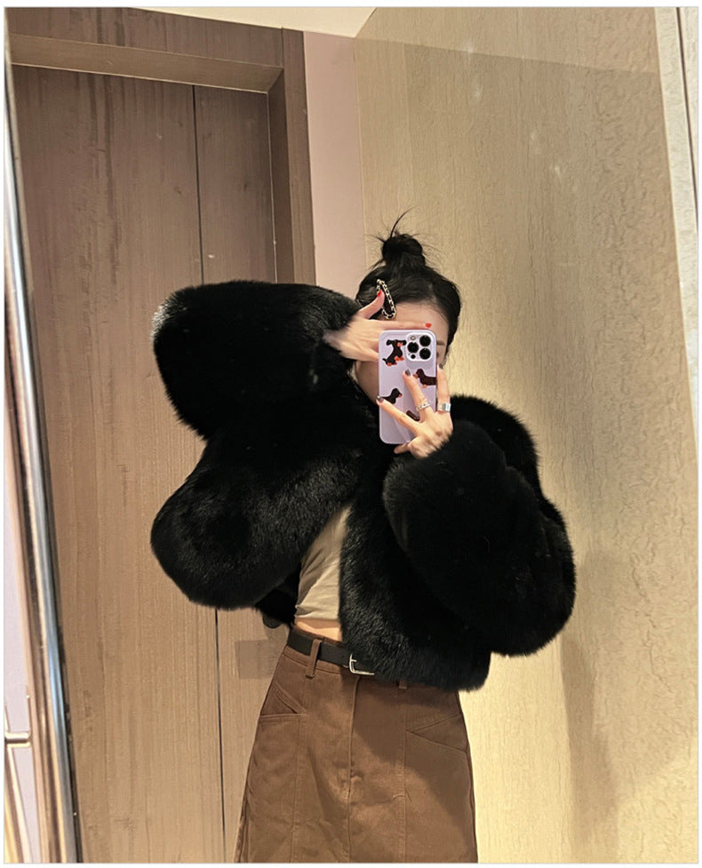 European Style Mink Fur Coat for Petite Women Eco-Friendly Fox Fur Short Fur Coat Fur Sweater