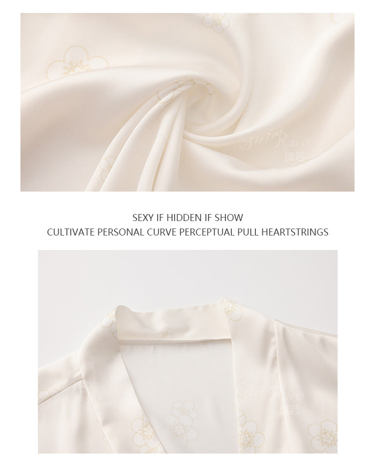 DZ Luxurious Plus Size Satin Lingerie Passionate Hot Slit Sexy Backless Nightdress Robe Women's Set5207