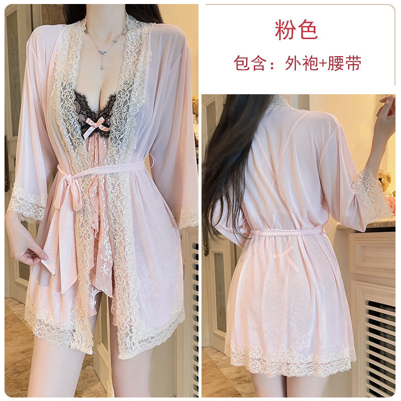 DZ Gorgeous Sexy Hot Backless Velvet Nightdress Passionate Temptation with Chest Pads Plus Size Homewear Set5913