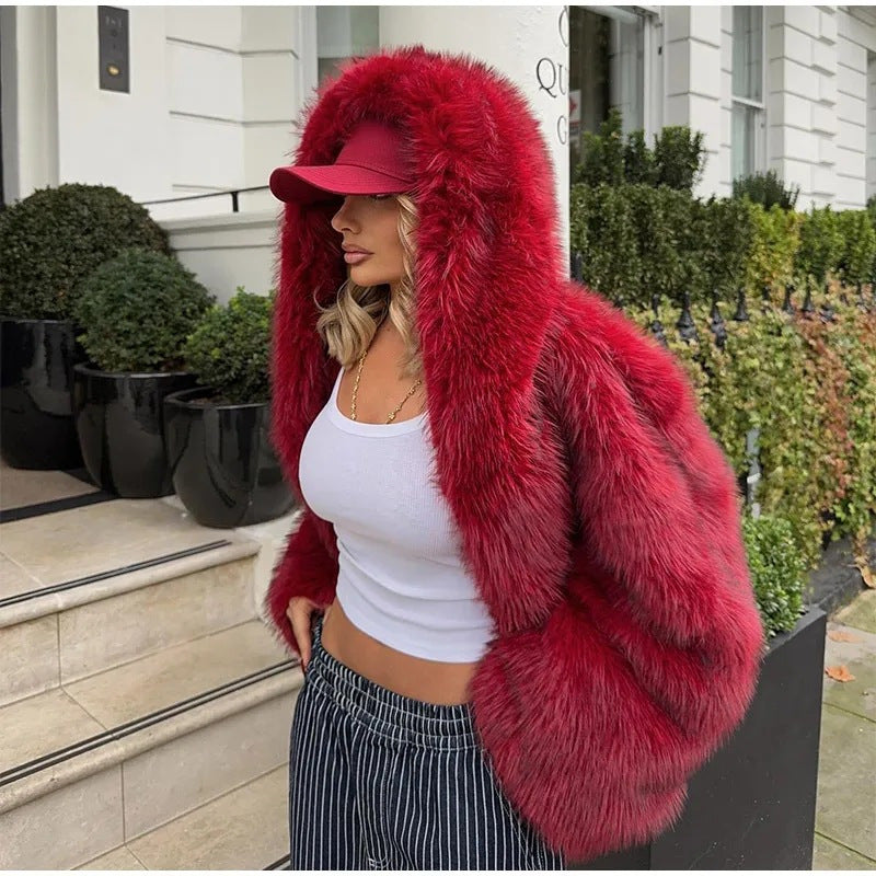 New fried street environmental protection fur fox hooded coat female Korean version of high sense.