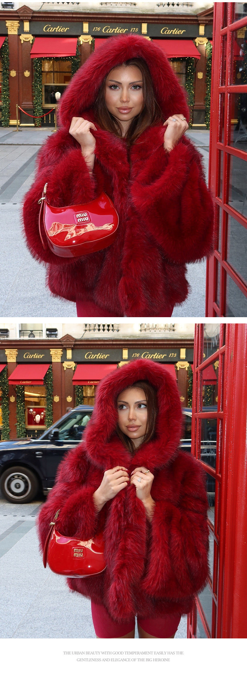 Solid Color Hooded Fur Coat Cross-Border European and American Style Eye-Catching Warm Comfortable Fashionable Fur