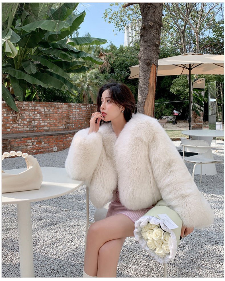 European Style Mink Fur Coat for Petite Women Eco-Friendly Fox Fur Short Fur Coat Fur Sweater