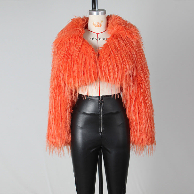 Autumn and winter new fur coat for women ins Internet Celebrity Style Unique Imitation Beach Wool Ultra Short Furry Top