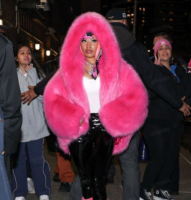 New fried street environmental protection fur fox hooded coat female Korean version of high sense.