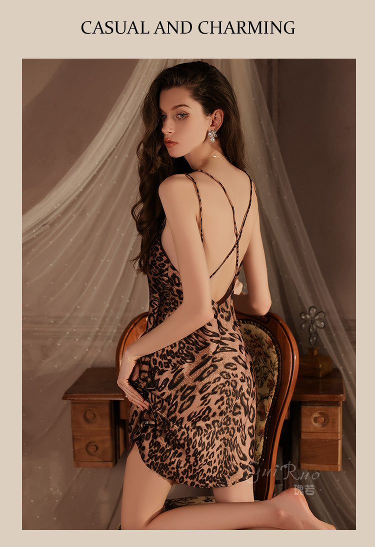 DZ Guiruo Brand Lingerie Hot Low-Cut Push-Up Women's Camisole Nightdress Deep V Homewear Robe Set4410