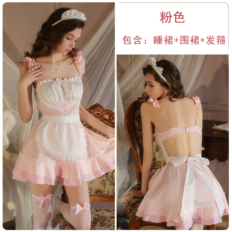 DZ Gorgeous Plus Size Lingerie Hot Low-Cut Pure Desire Sexy Maid Role-Playing Uniform Set A5353