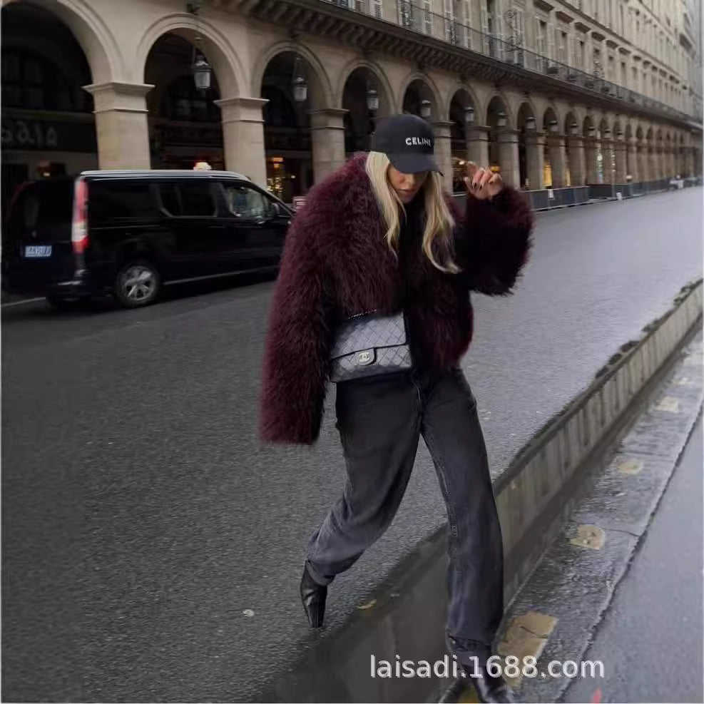 New European and American ladies fashion Joker environmental protection fur short coat