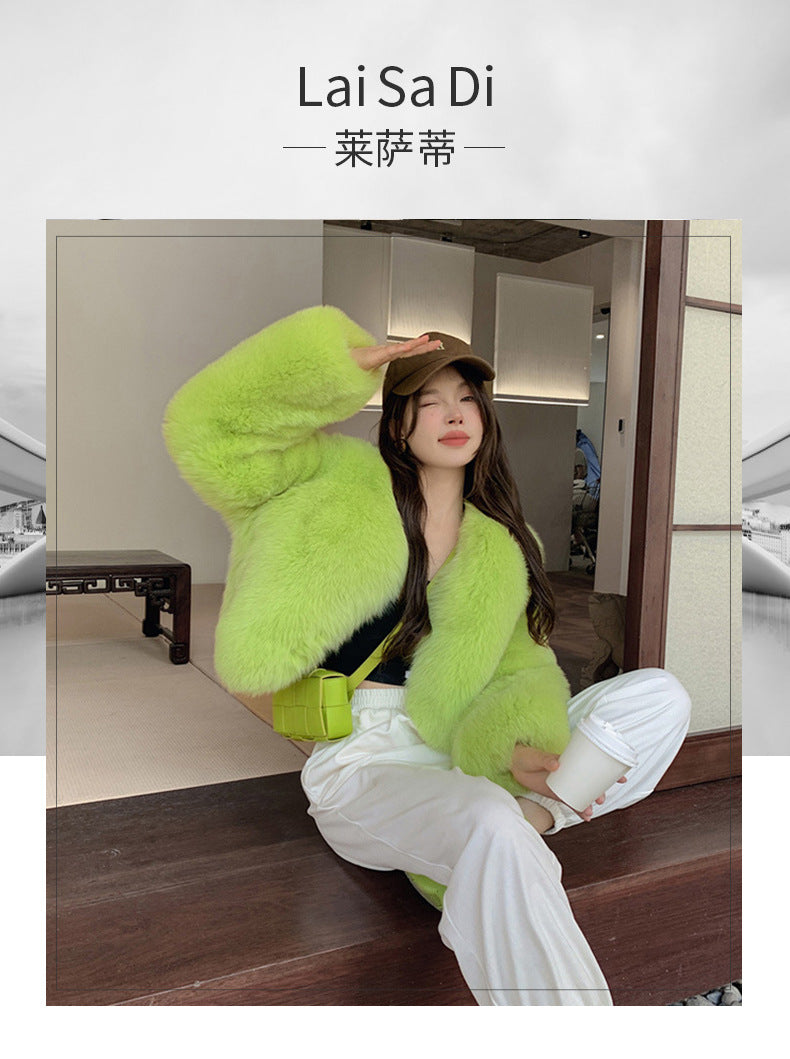 European Style Mink Fur Coat for Petite Women Eco-Friendly Fox Fur Short Fur Coat Fur Sweater