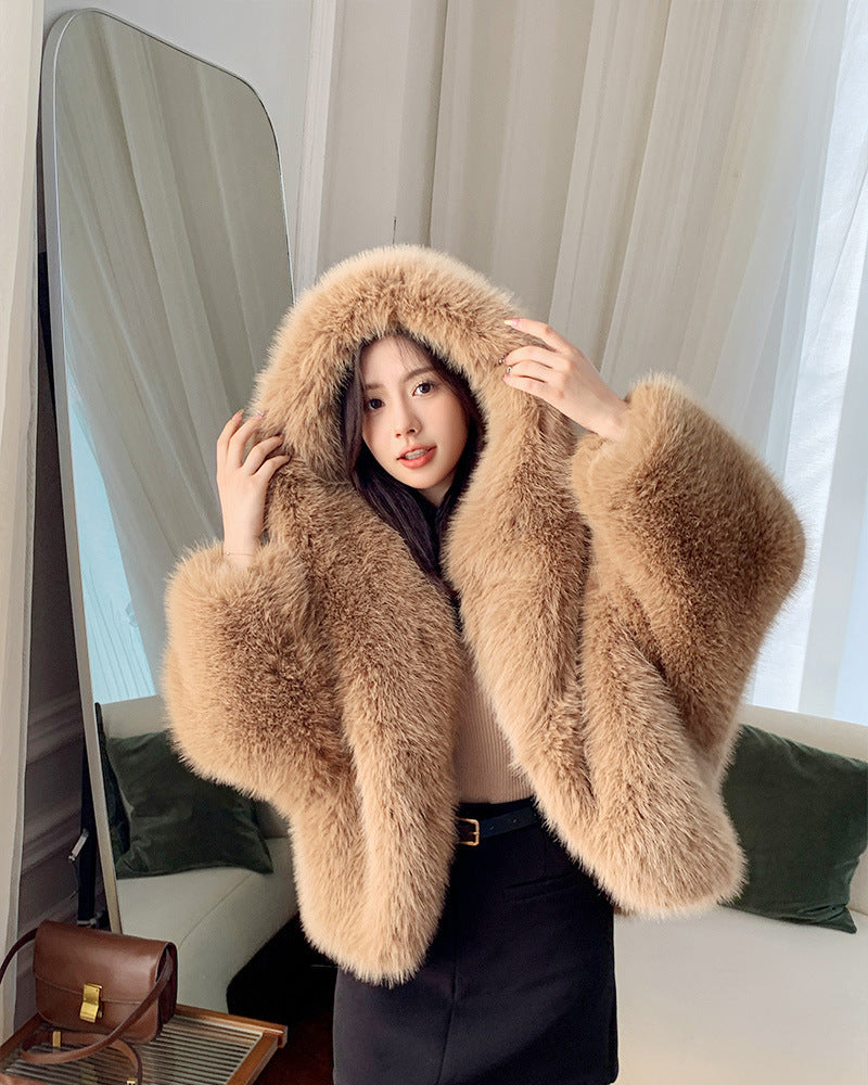 New fried street environmental protection fur fox hooded coat female Korean version of high sense.