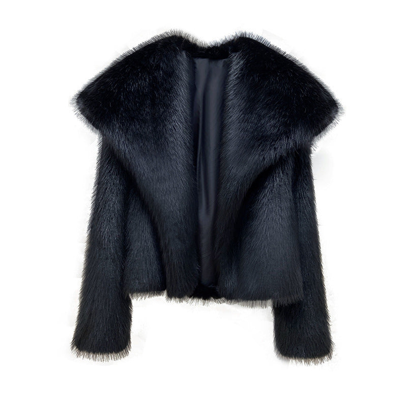 Fashionable Large Lapel Fur Coat for Women Elegant Socialite Long Sleeve Warm Overcoat Fur Top Wholesale