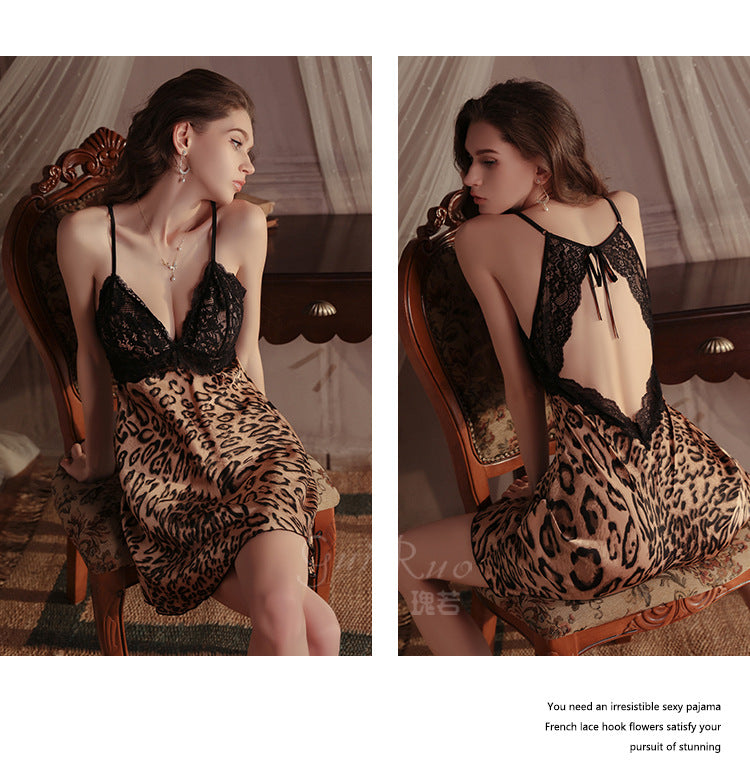 DZ Gorgeous Sweet Floral Sexy Nightdress Pure Desire with Chest Pads Sheer Lace Plus Size Nightgown Home Set4900