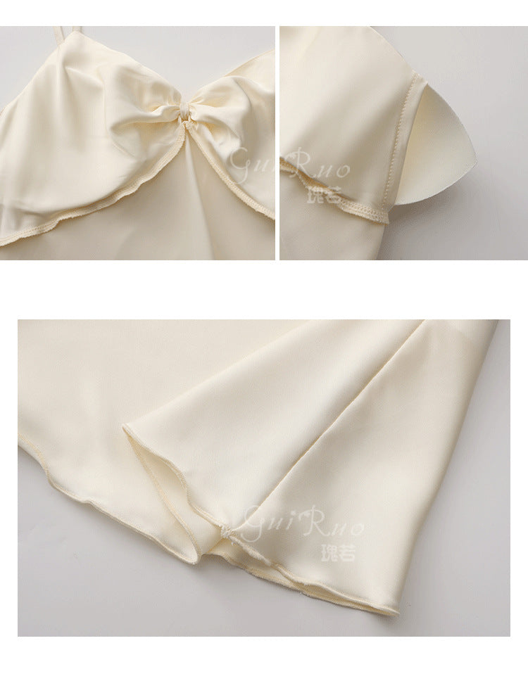 DZ Guiruo Brand Lingerie Sexy Simple Satin Push-Up Padded Women's Camisole Nightdress Homewear Set4458