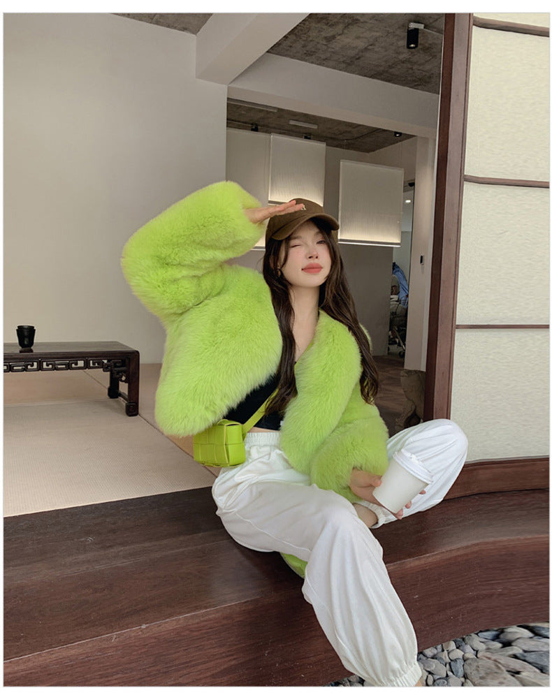 European Style Mink Fur Coat for Petite Women Eco-Friendly Fox Fur Short Fur Coat Fur Sweater