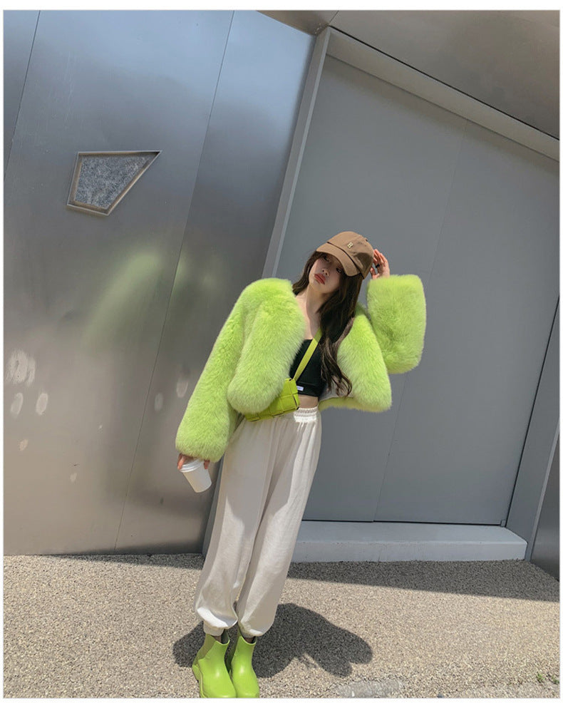 European Style Mink Fur Coat for Petite Women Eco-Friendly Fox Fur Short Fur Coat Fur Sweater