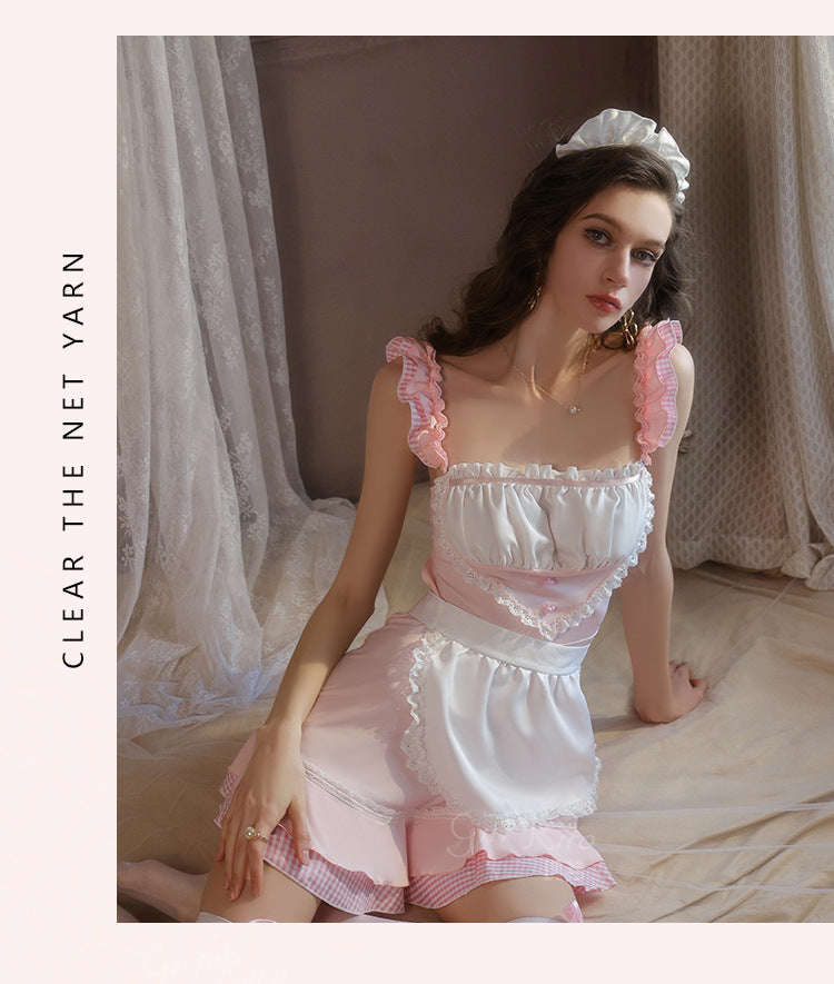 DZ Gorgeous Plus Size Lingerie Hot Low-Cut Pure Desire Sexy Maid Role-Playing Uniform Set A5353