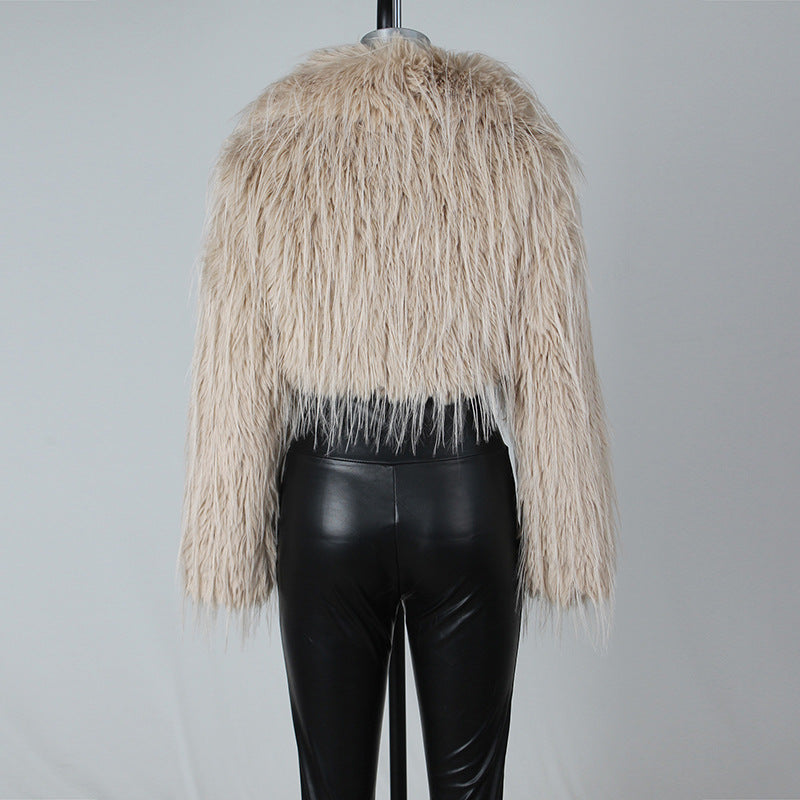 Autumn and winter new fur coat for women ins Internet Celebrity Style Unique Imitation Beach Wool Ultra Short Furry Top