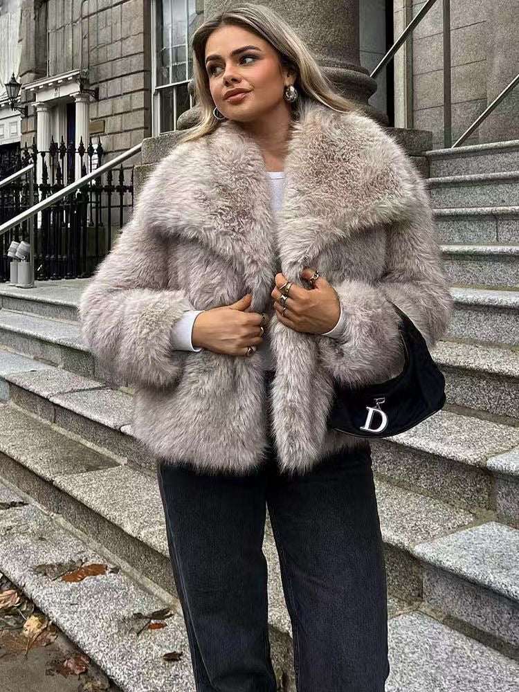 New fur jacket ladies loose long-sleeved coat Topeka fox fur