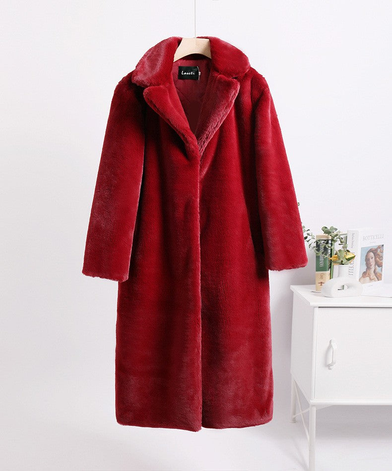 Long rabbit fur mink fur coat padded autumn and winter coat