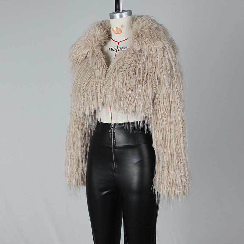 Autumn and winter new fur coat for women ins Internet Celebrity Style Unique Imitation Beach Wool Ultra Short Furry Top