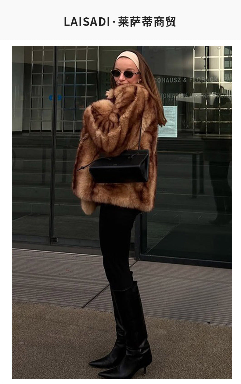 Women's Street Fashion European and American Style Autumn Winter New Fur Coat Short Women's Top Warm