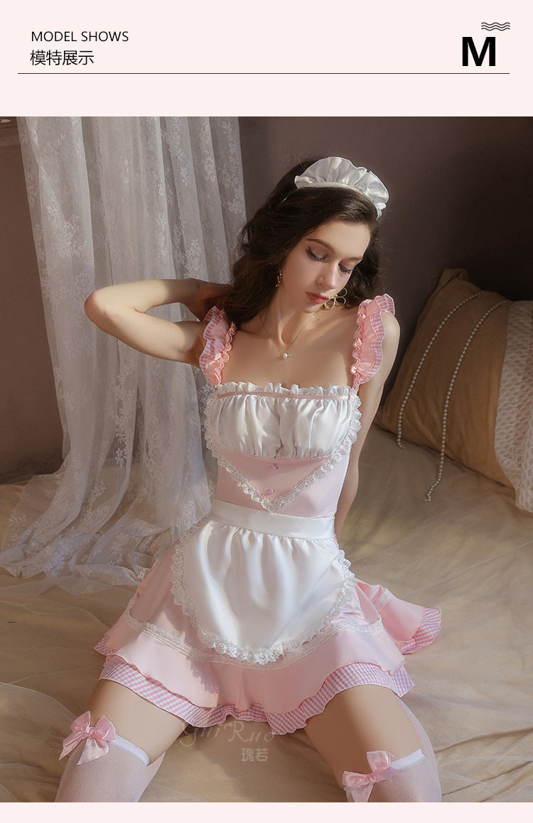 DZ Gorgeous Plus Size Lingerie Hot Low-Cut Pure Desire Sexy Maid Role-Playing Uniform Set A5353