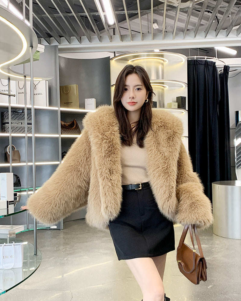 New fried street environmental protection fur fox hooded coat female Korean version of high sense.