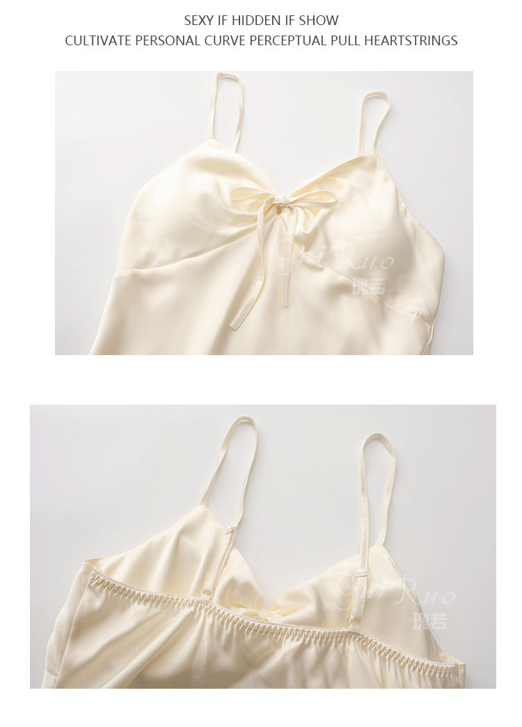 DZ Guiruo Brand Lingerie Sexy Simple Satin Push-Up Padded Women's Camisole Nightdress Homewear Set4458