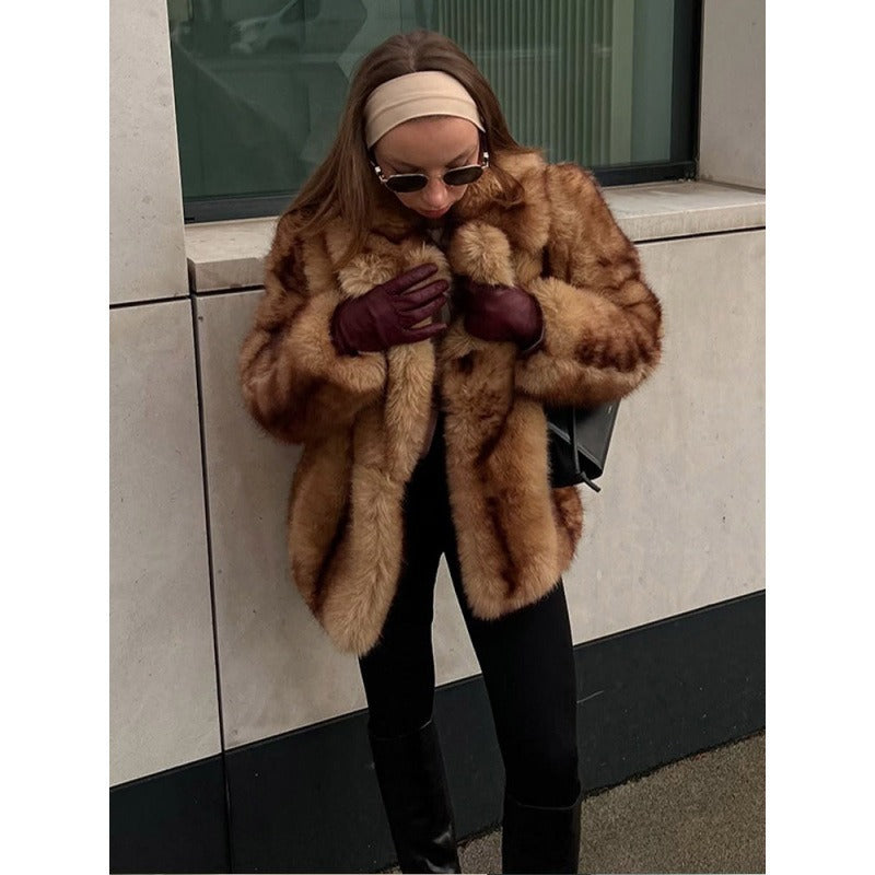 Women's Street Fashion European and American Style Autumn Winter New Fur Coat Short Women's Top Warm