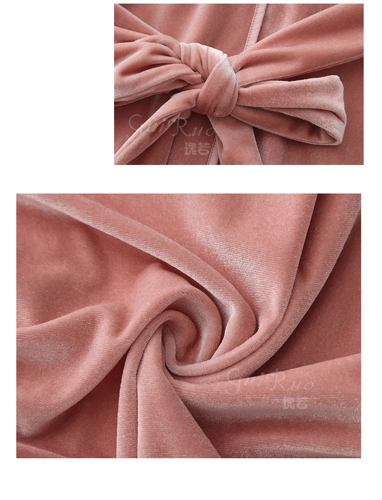 DZ Gorgeous Sexy Backless Temptation Velvet Sweet Underwire Gathered Camisole Nightdress Robe Loungewear C5240