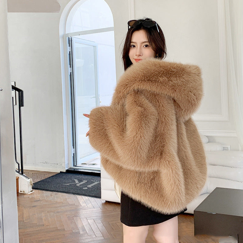 New fried street environmental protection fur fox hooded coat female Korean version of high sense.