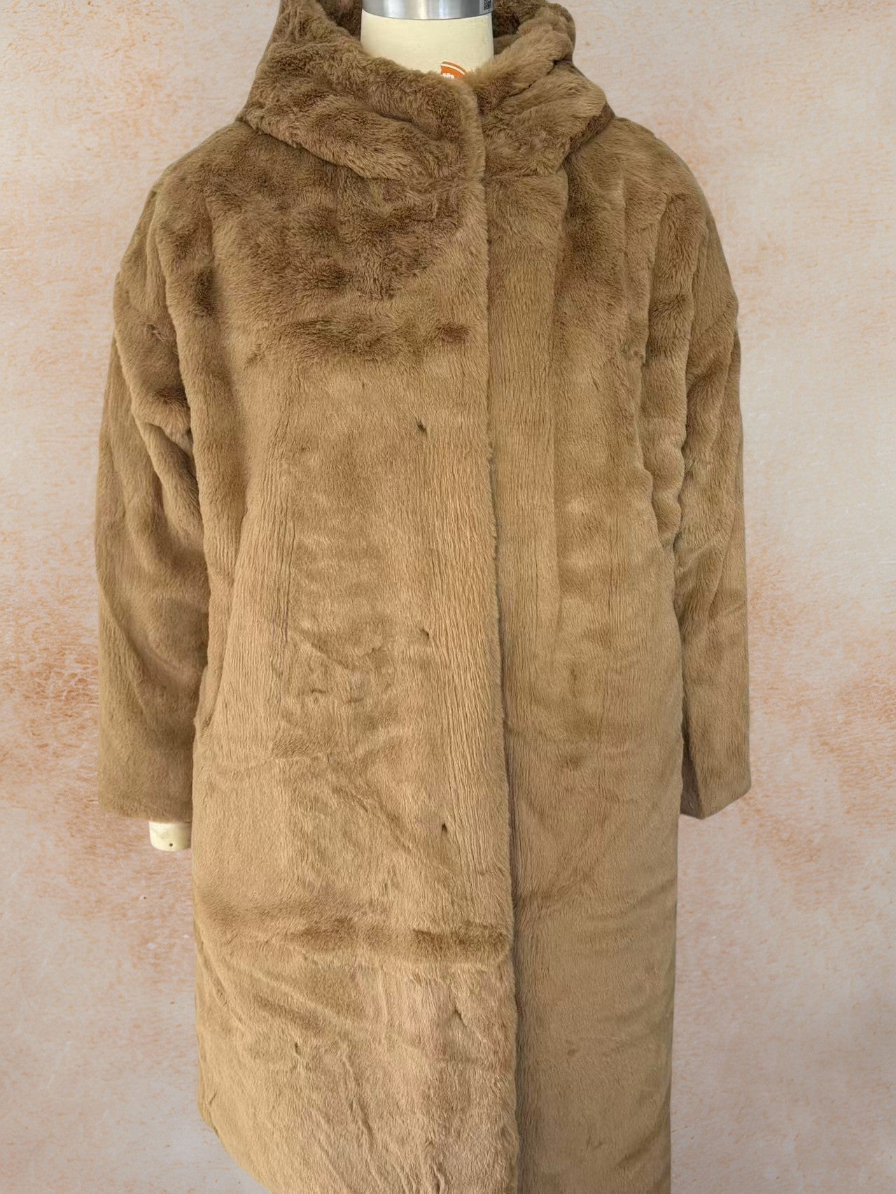 New Korean version of mink fur thick loose plush hooded long coat.