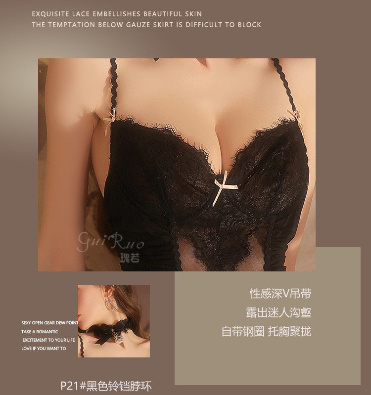 DZ Gorgeous Plus Size Sexy Lingerie with Underwire Bodysuit Pure Desire See-through Mesh Uniform Set A5051
