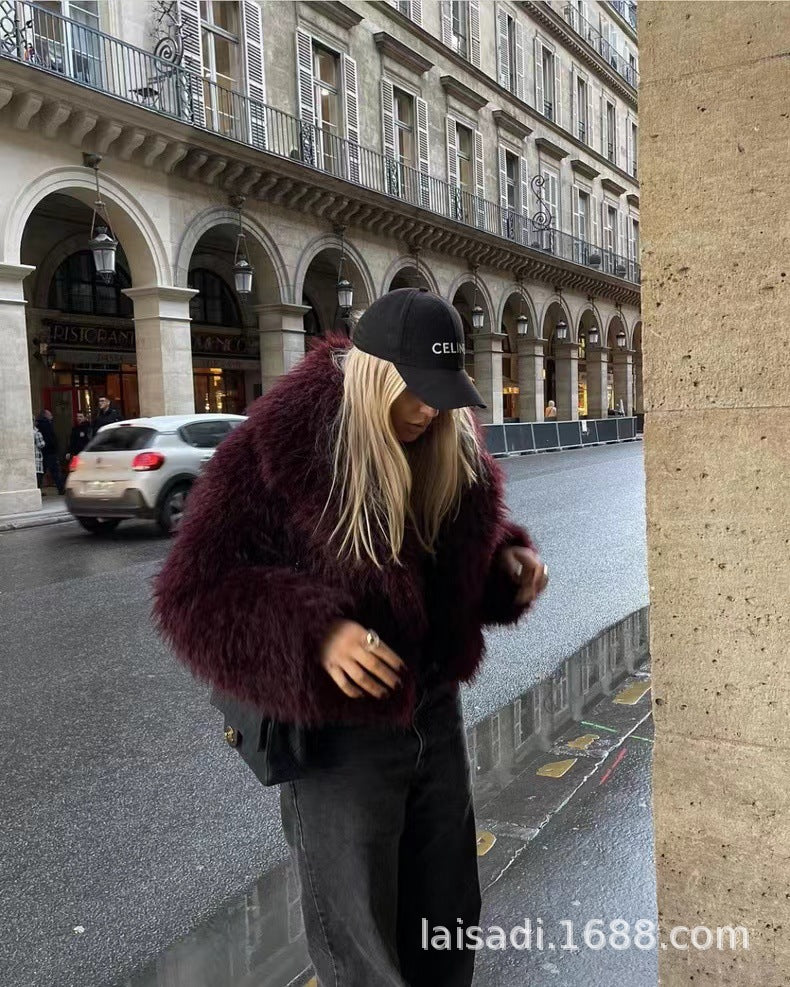 New European and American ladies fashion Joker environmental protection fur short coat