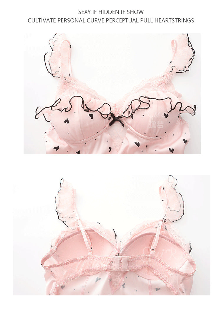 DZ Gorgeous Ice Silk Nightdress Sweet Mesh Lace with Chest Pads Plus Size Strap Nightdress Lazy Style Set P4823