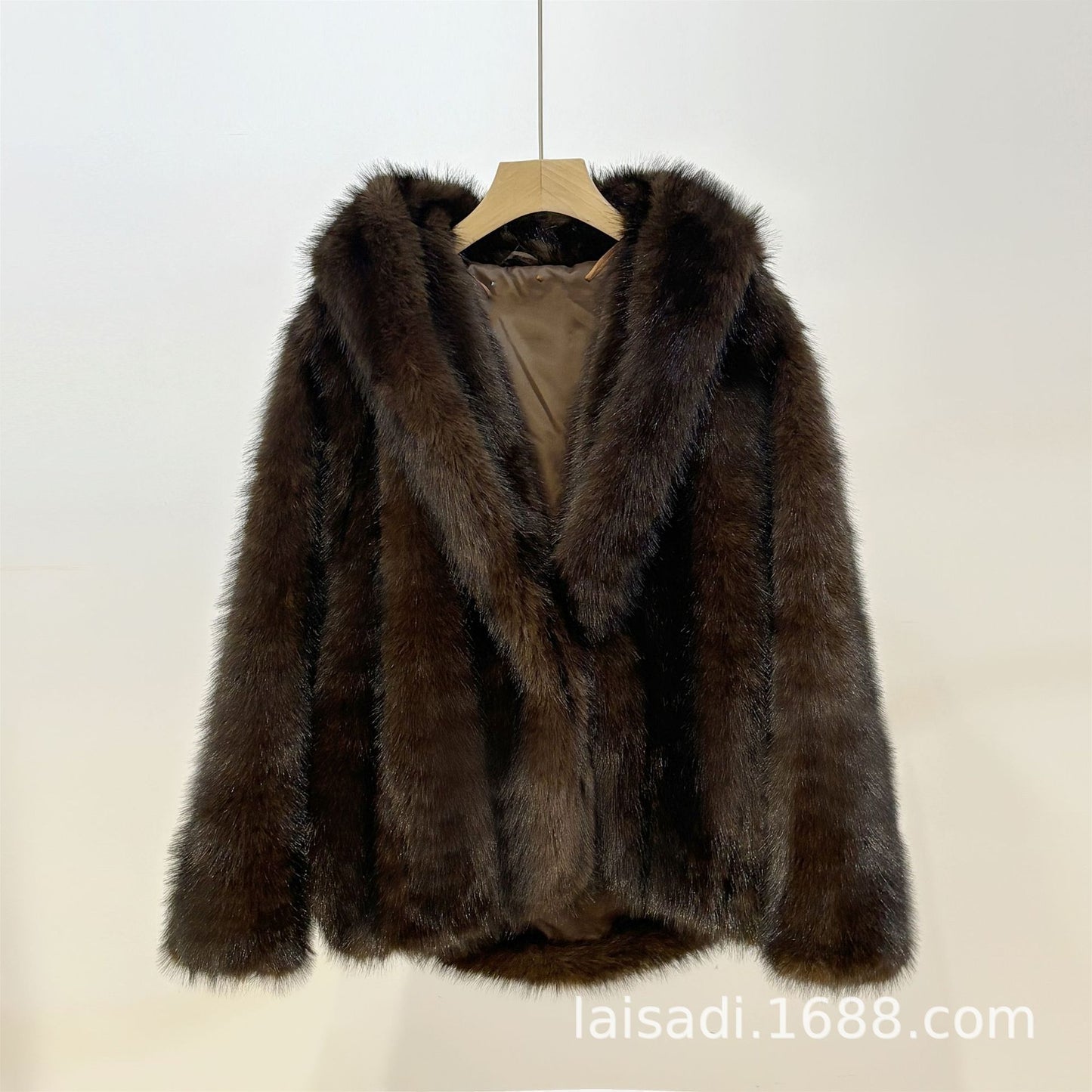 Solid Color Hooded Fur Coat Cross-Border European and American Style Eye-Catching Warm Comfortable Fashionable Fur