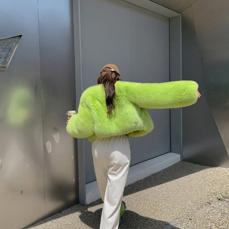 European Style Mink Fur Coat for Petite Women Eco-Friendly Fox Fur Short Fur Coat Fur Sweater