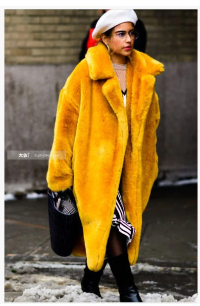 Long rabbit fur mink fur coat padded autumn and winter coat